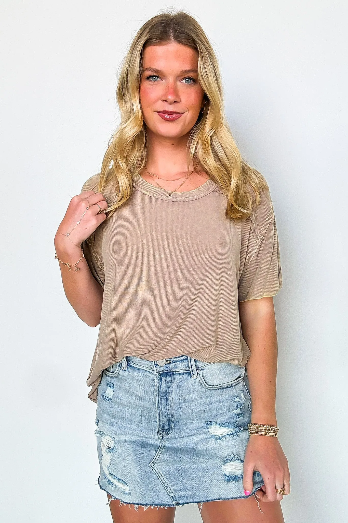 Mirissa Mineral Washed Boat Neck Top - BACK IN STOCK