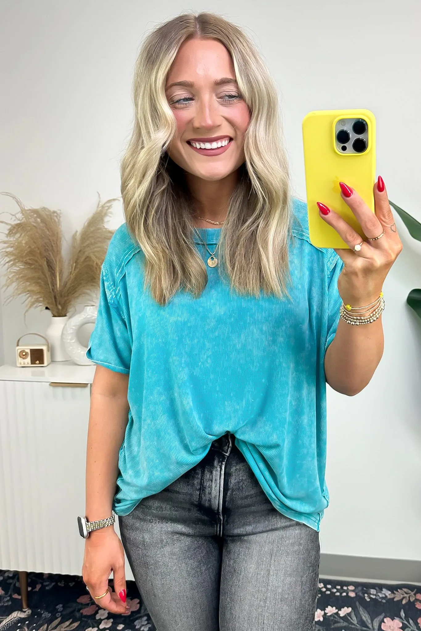 Mirissa Mineral Washed Boat Neck Top - BACK IN STOCK