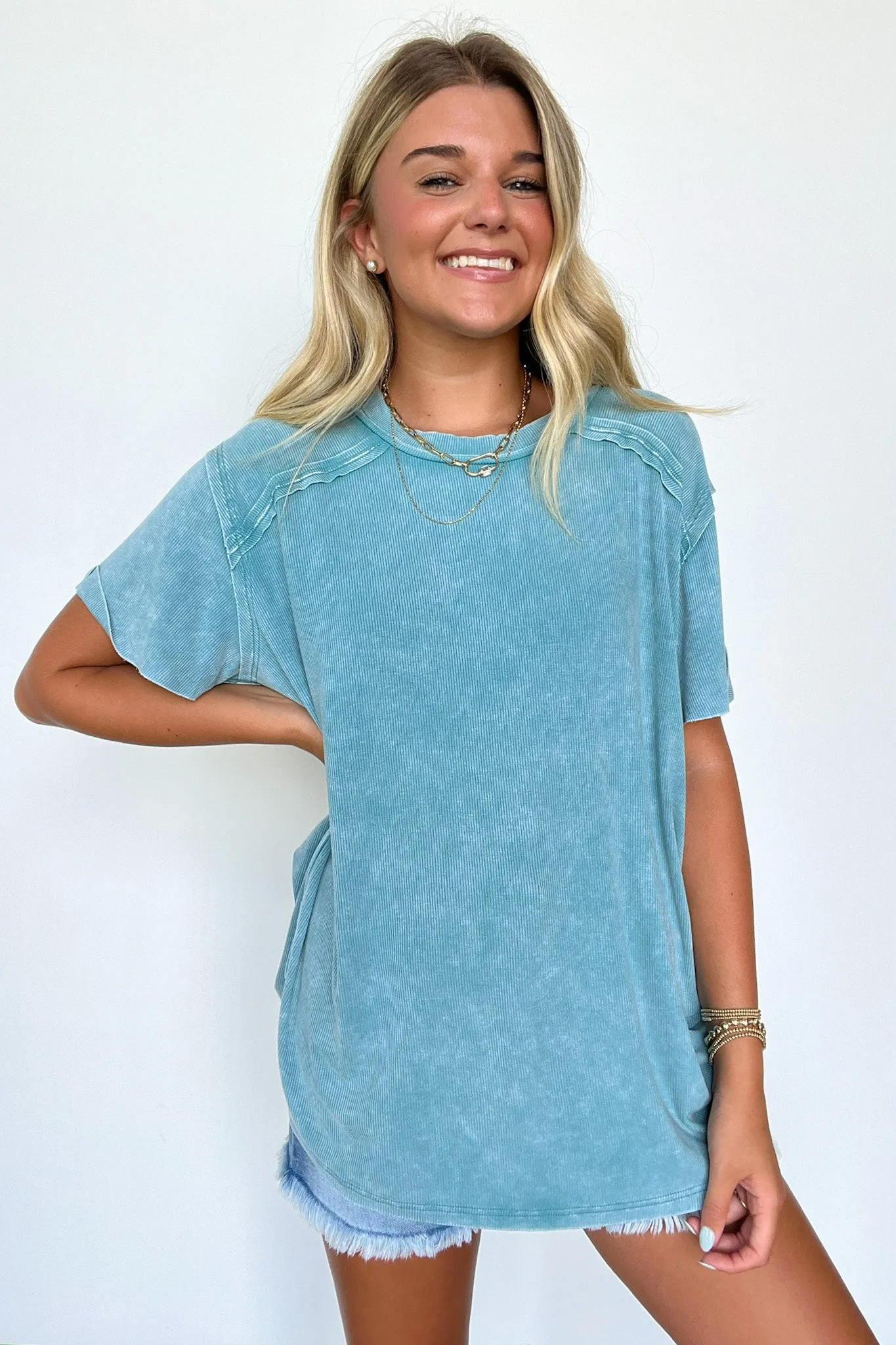Mirissa Mineral Washed Boat Neck Top - BACK IN STOCK