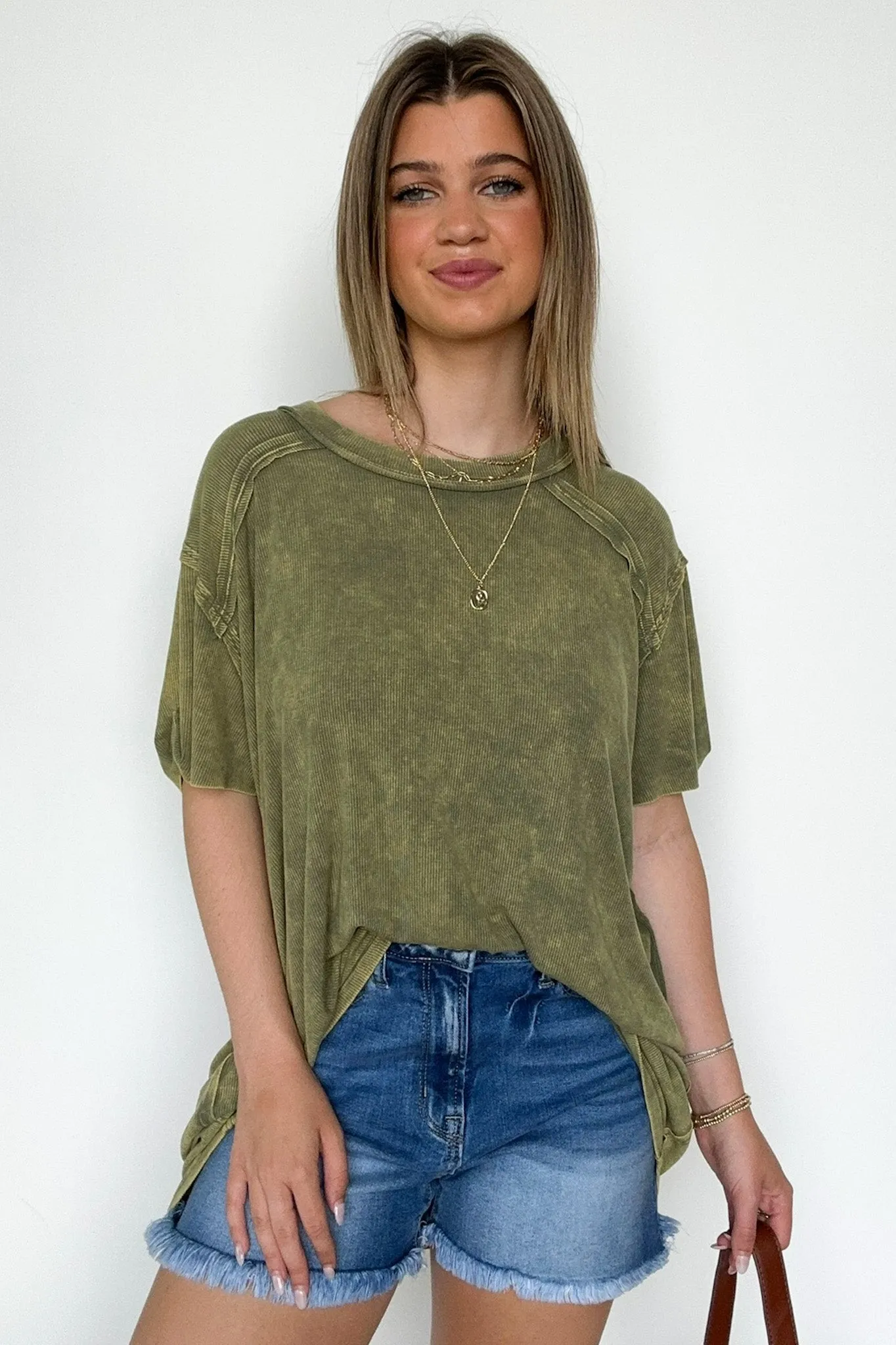 Mirissa Mineral Washed Boat Neck Top - BACK IN STOCK
