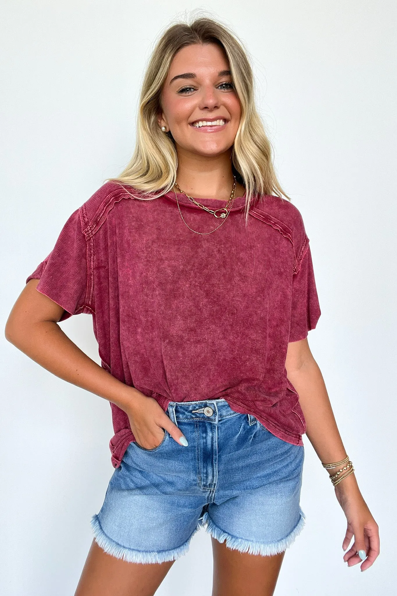 Mirissa Mineral Washed Boat Neck Top - BACK IN STOCK