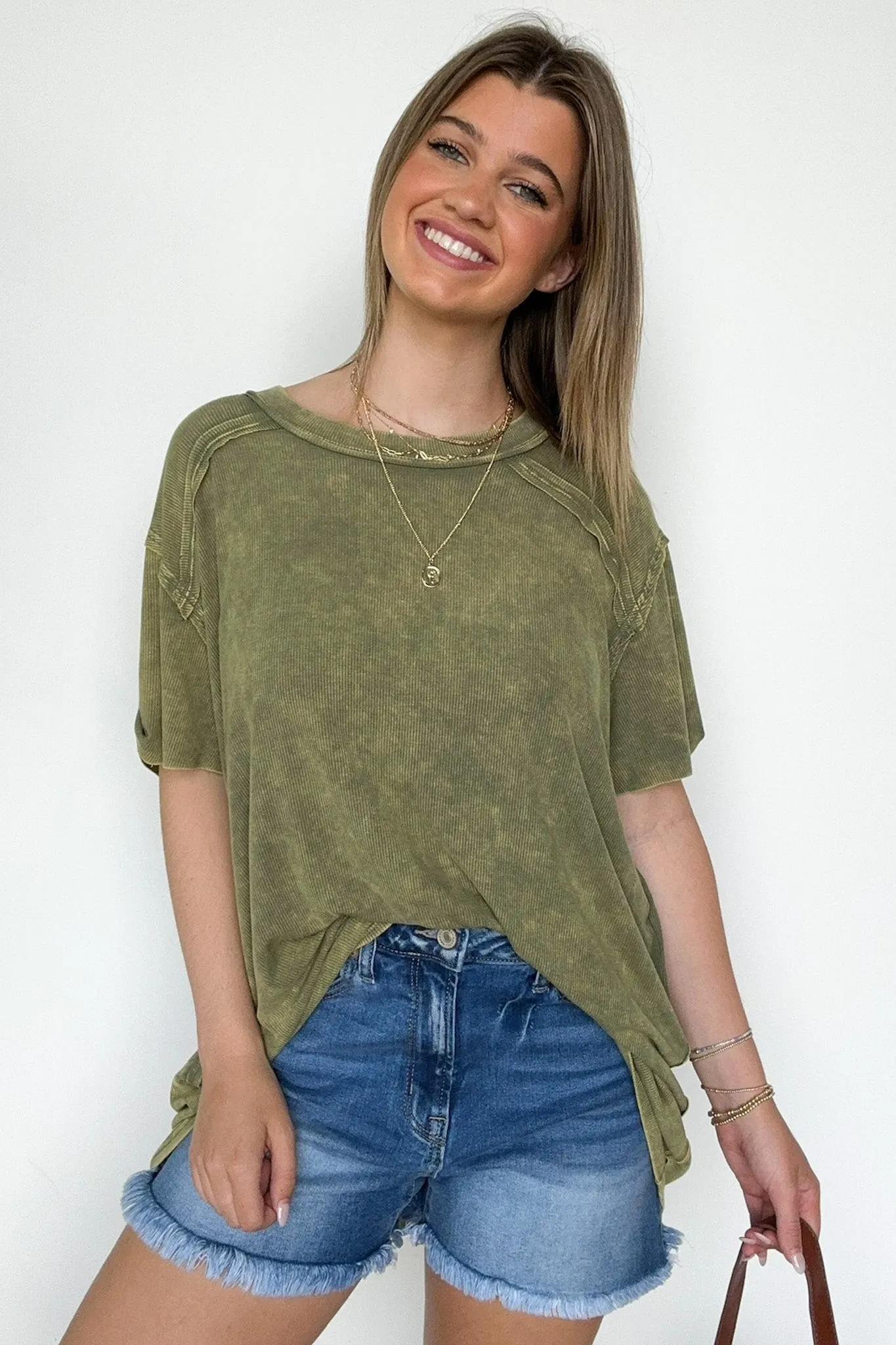 Mirissa Mineral Washed Boat Neck Top - BACK IN STOCK