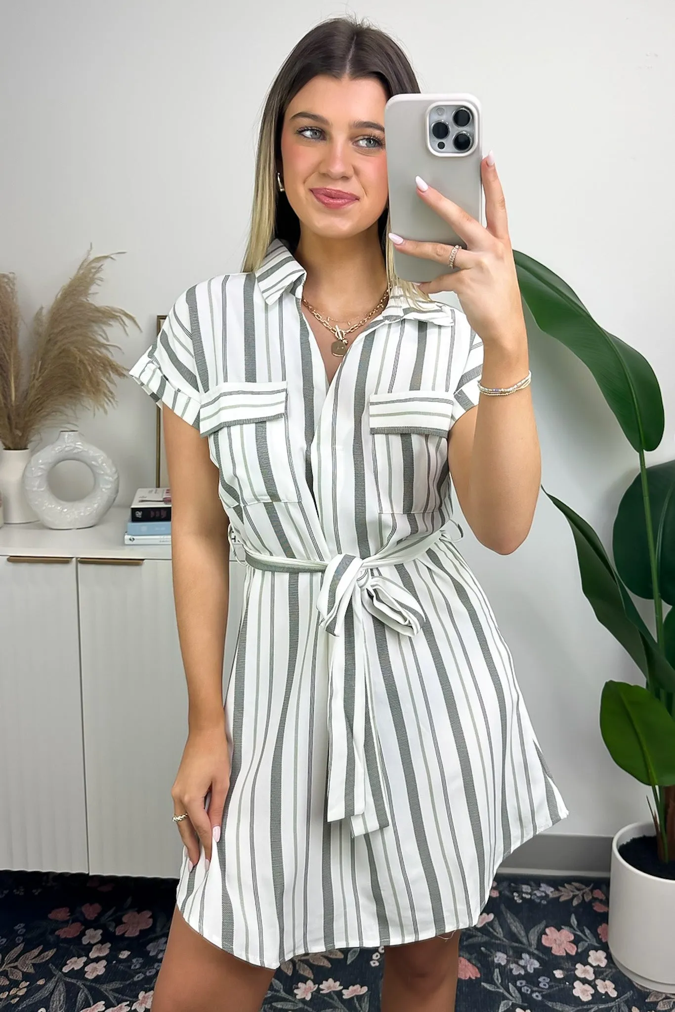 Mishelle Striped Belted Shirt Dress - FINAL SALE