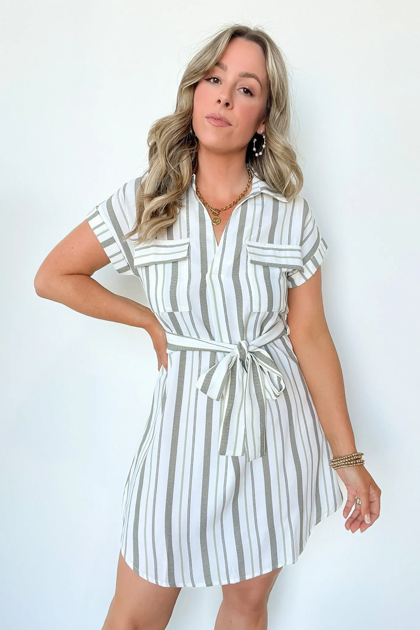 Mishelle Striped Belted Shirt Dress - FINAL SALE