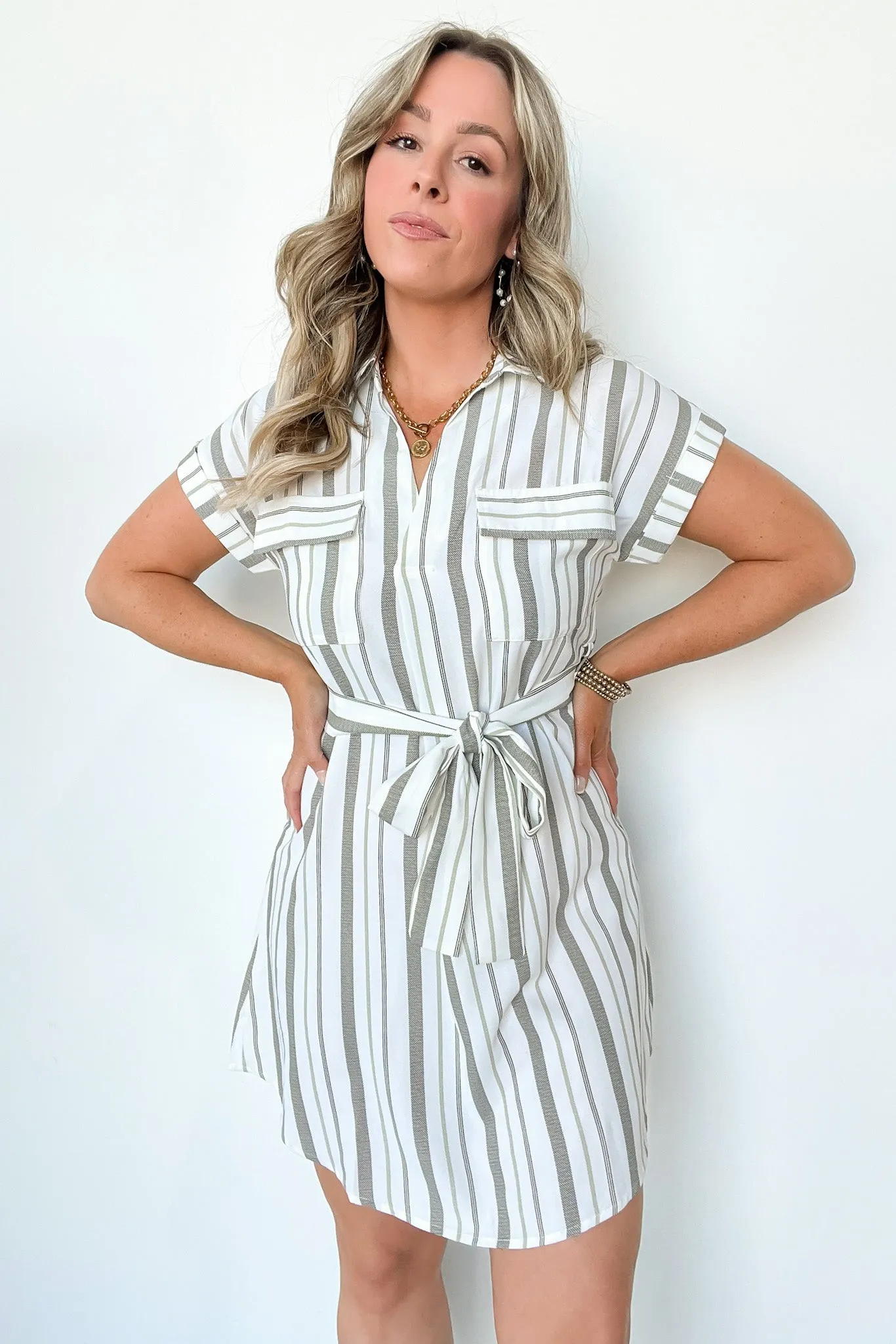 Mishelle Striped Belted Shirt Dress - FINAL SALE