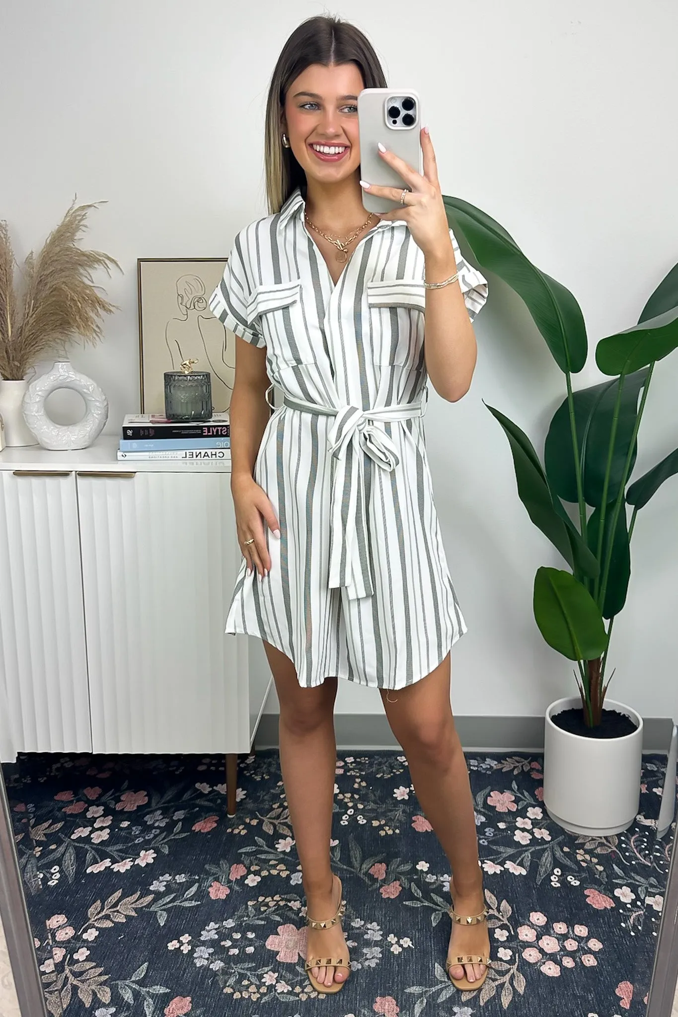 Mishelle Striped Belted Shirt Dress - FINAL SALE