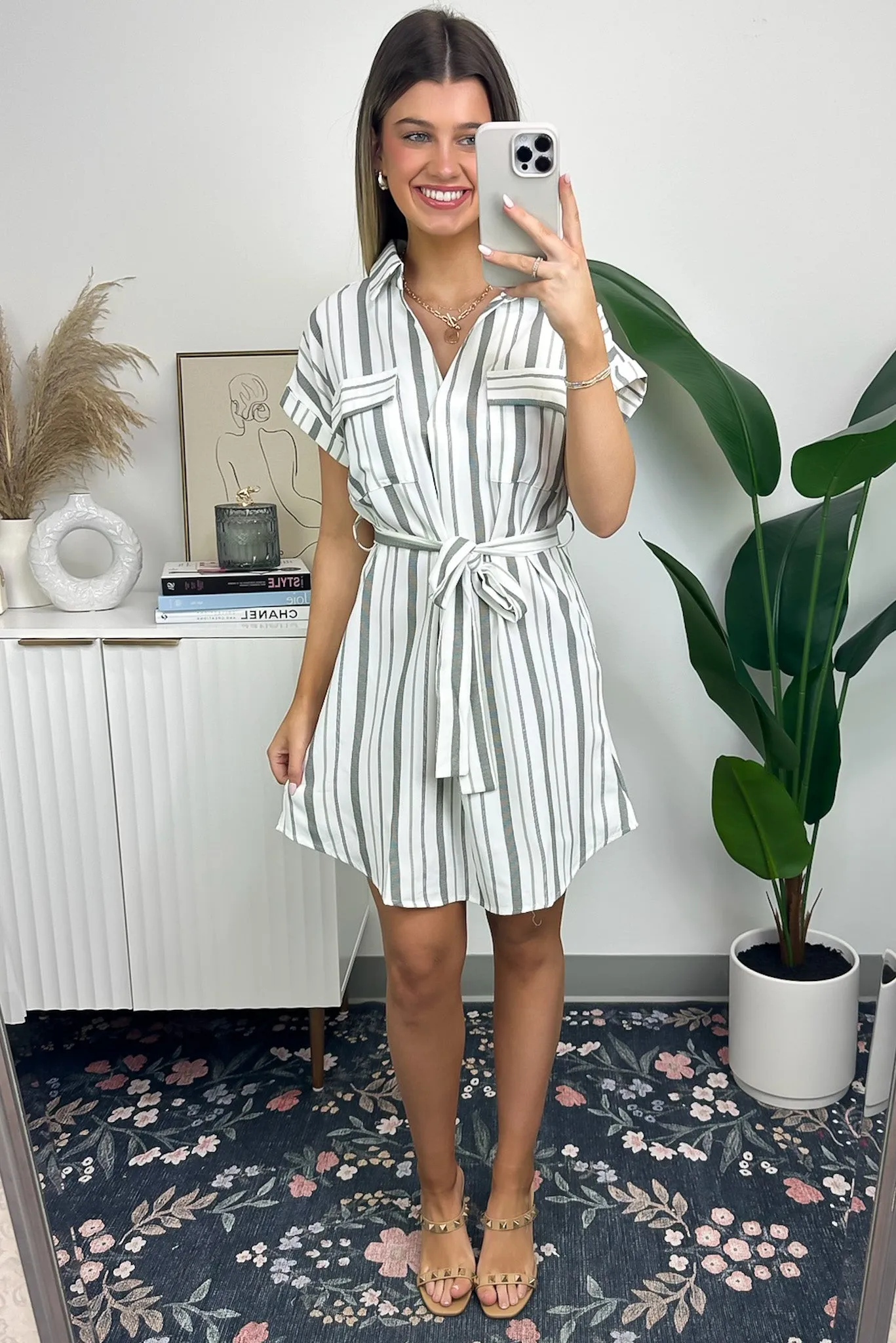 Mishelle Striped Belted Shirt Dress - FINAL SALE