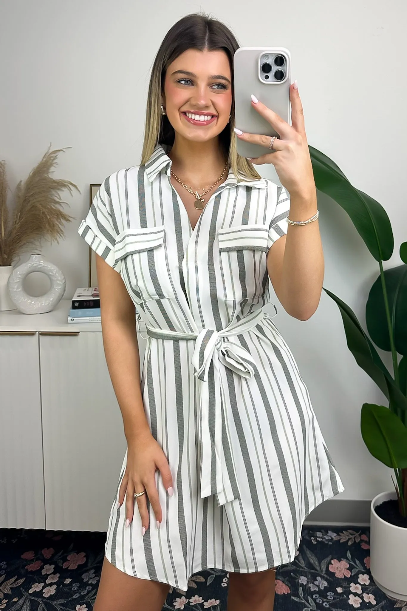 Mishelle Striped Belted Shirt Dress - FINAL SALE