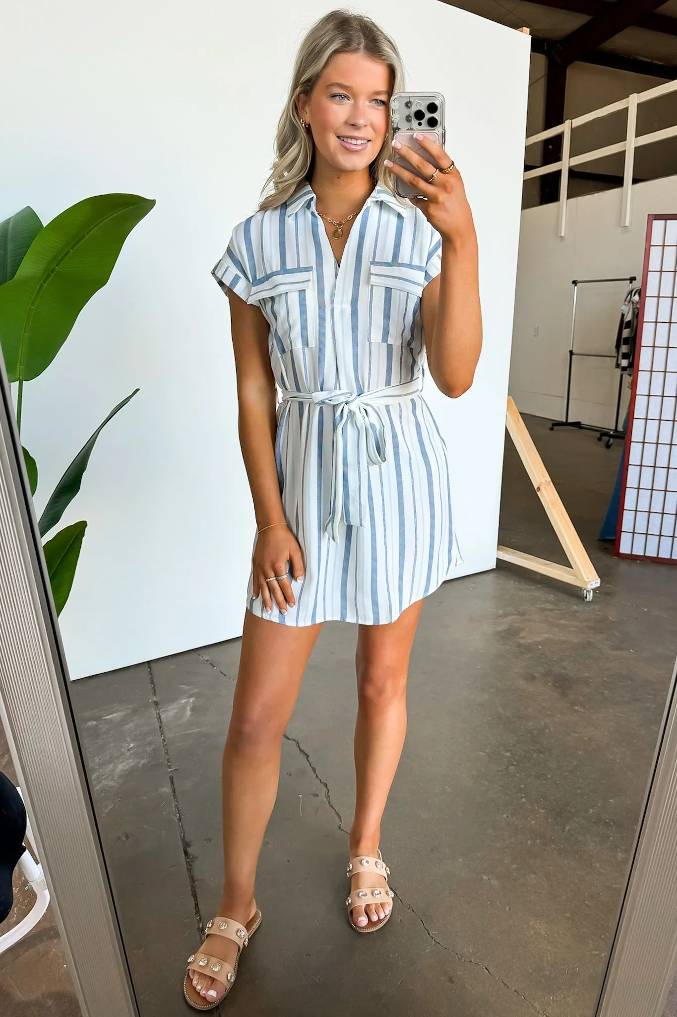 Mishelle Striped Belted Shirt Dress - FINAL SALE