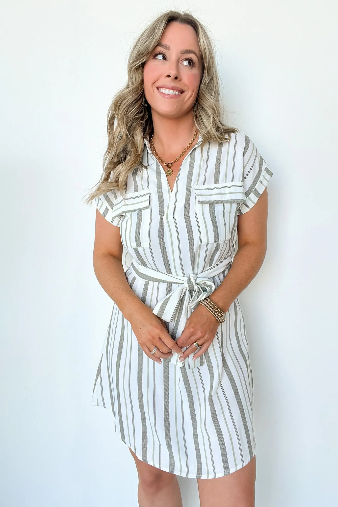 Mishelle Striped Belted Shirt Dress - FINAL SALE