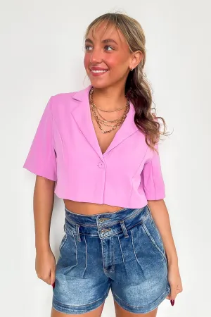Miss Punctuality Short Sleeve Collar Button Top
