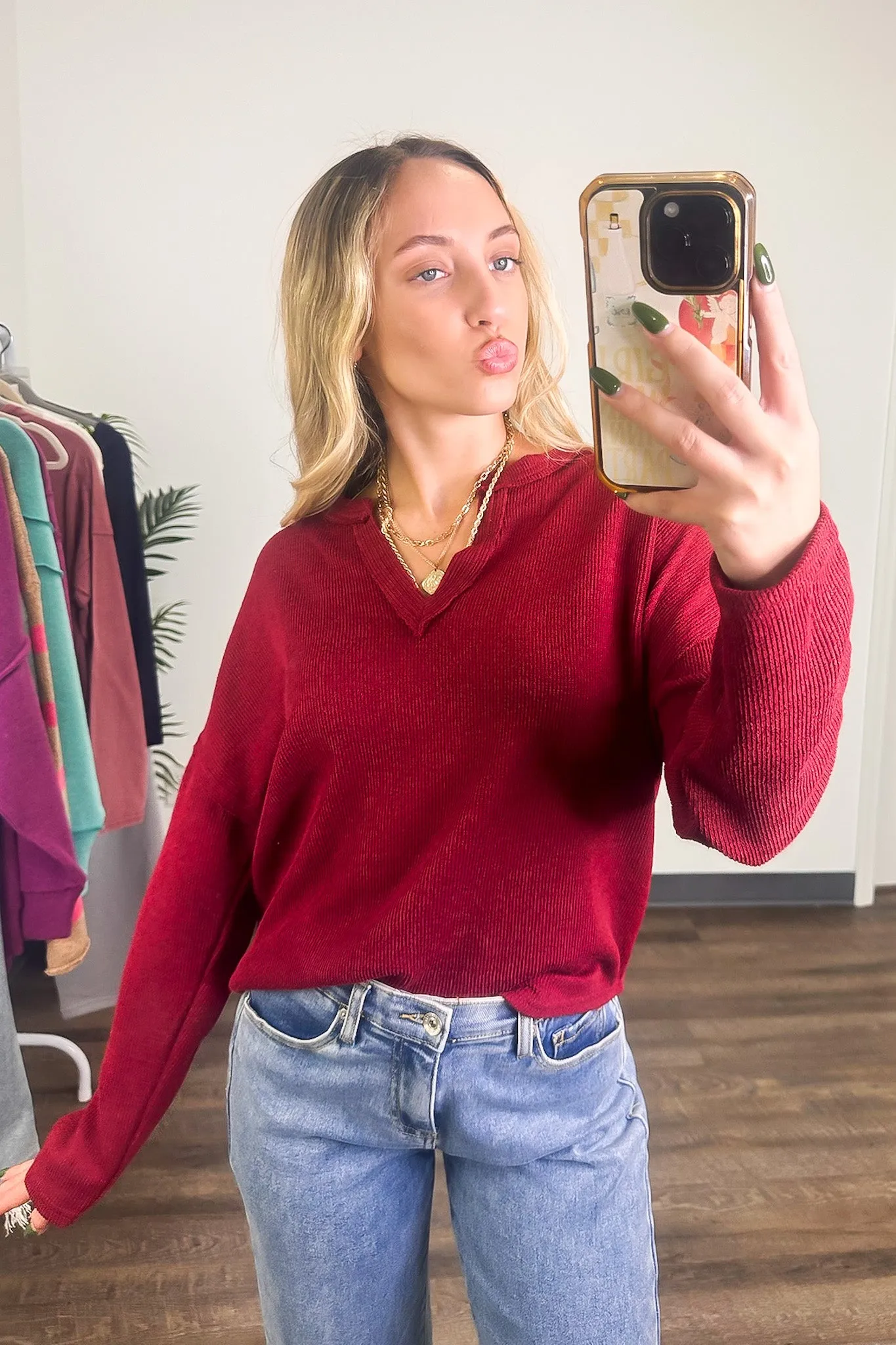 Modern Muse Notch V-Neck Top