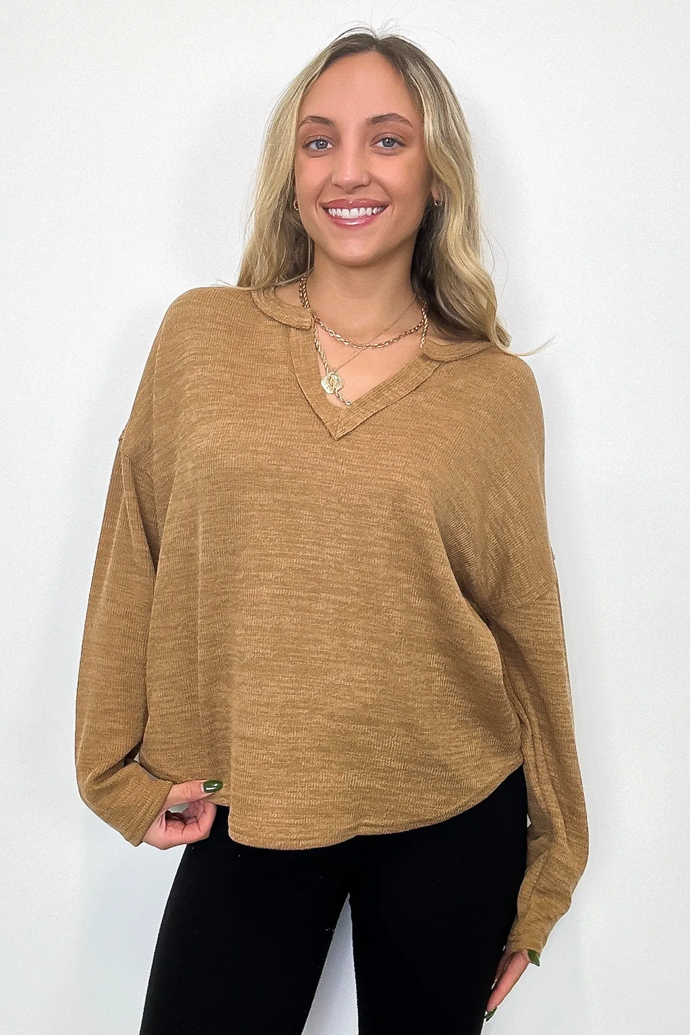 Modern Muse Notch V-Neck Top
