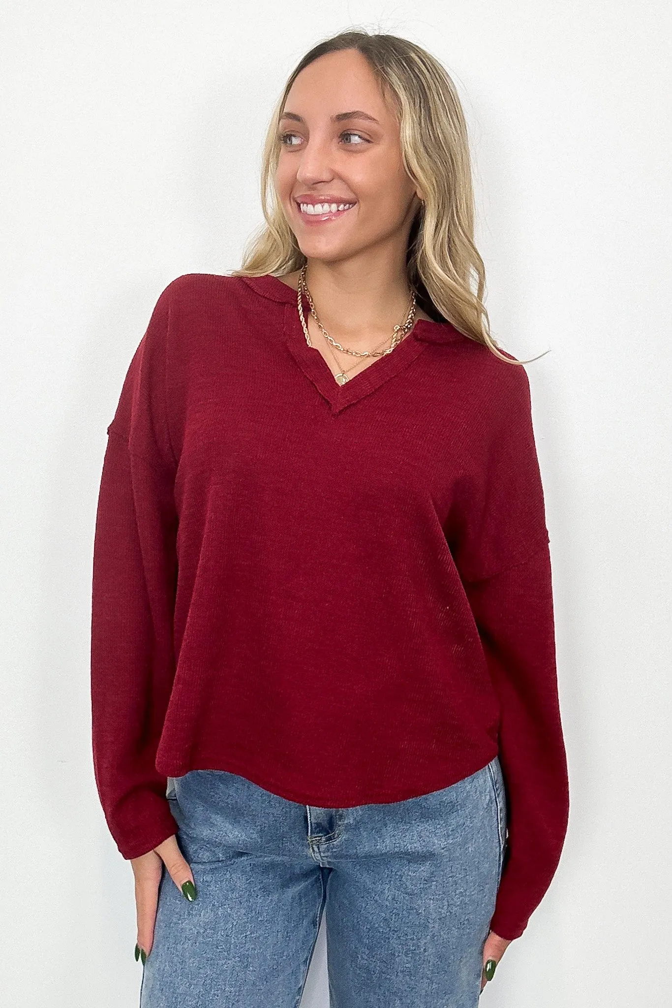 Modern Muse Notch V-Neck Top