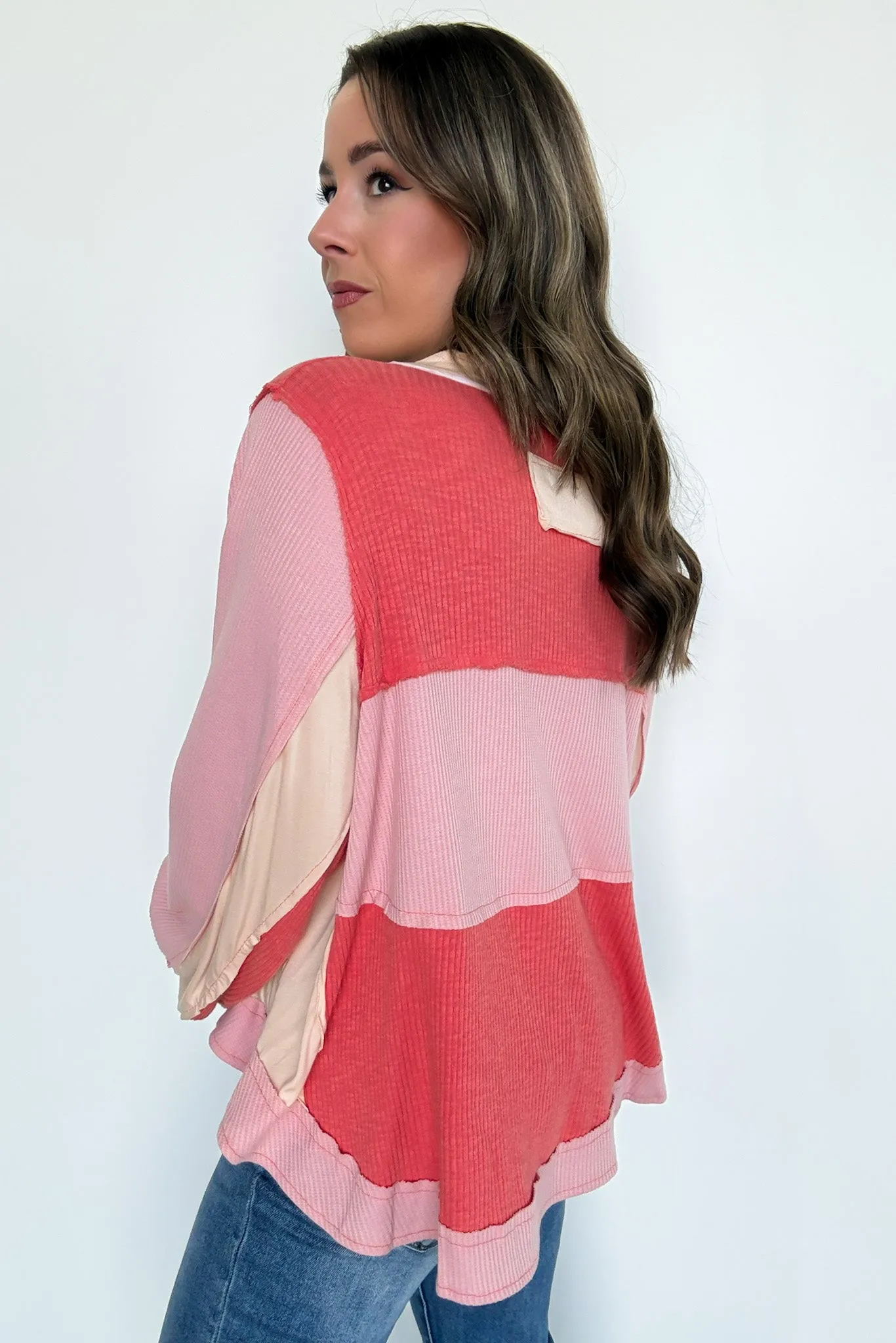 Moirah Color Block Collared Top - FINAL SALE