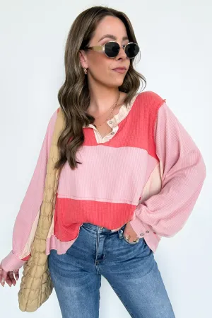 Moirah Color Block Collared Top - FINAL SALE