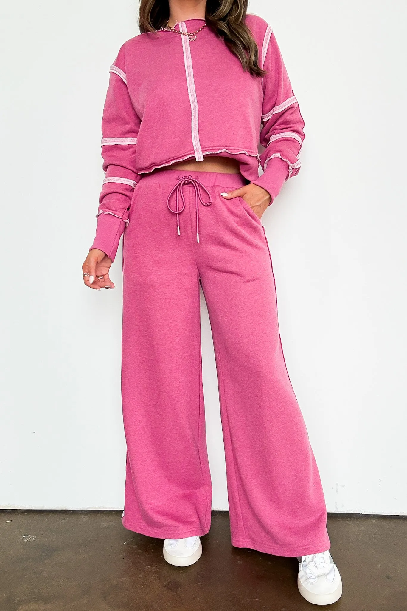 Movie Marathon Contrast Seam Elastic Waist Lounge Pants