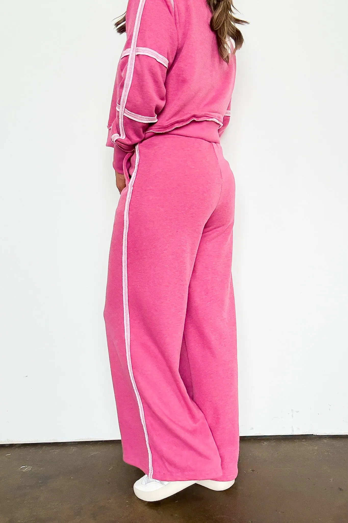 Movie Marathon Contrast Seam Elastic Waist Lounge Pants