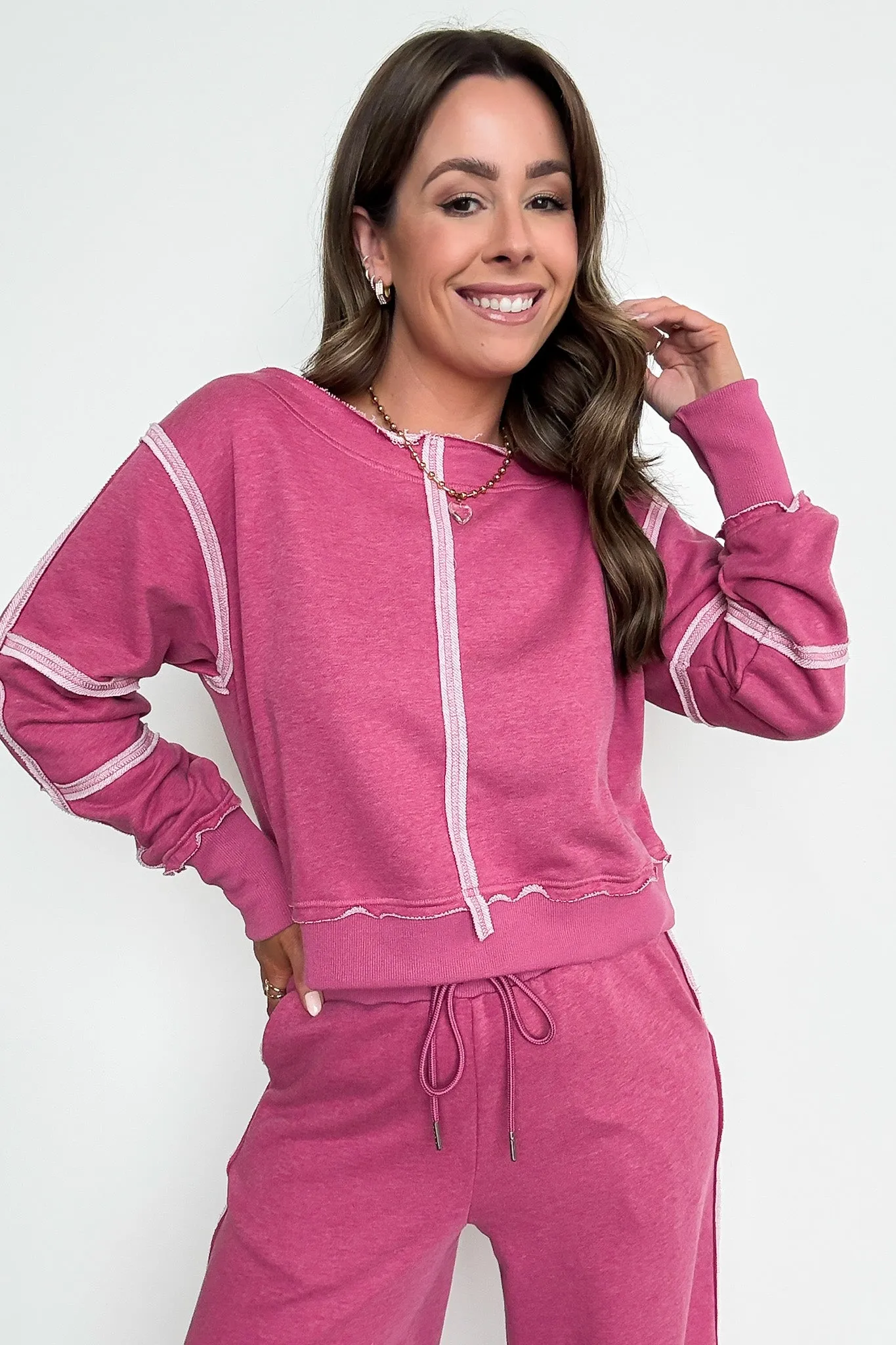 Movie Marathon Contrast Seam Pullover