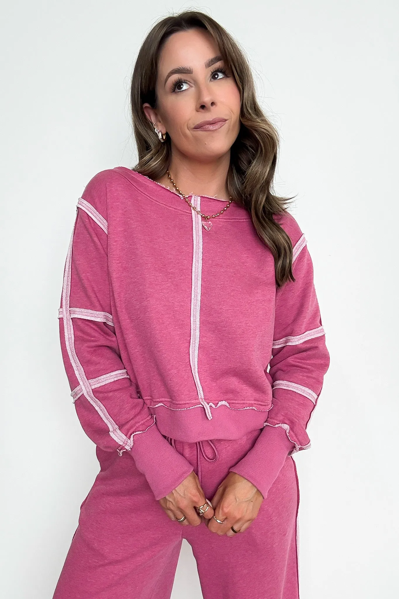 Movie Marathon Contrast Seam Pullover