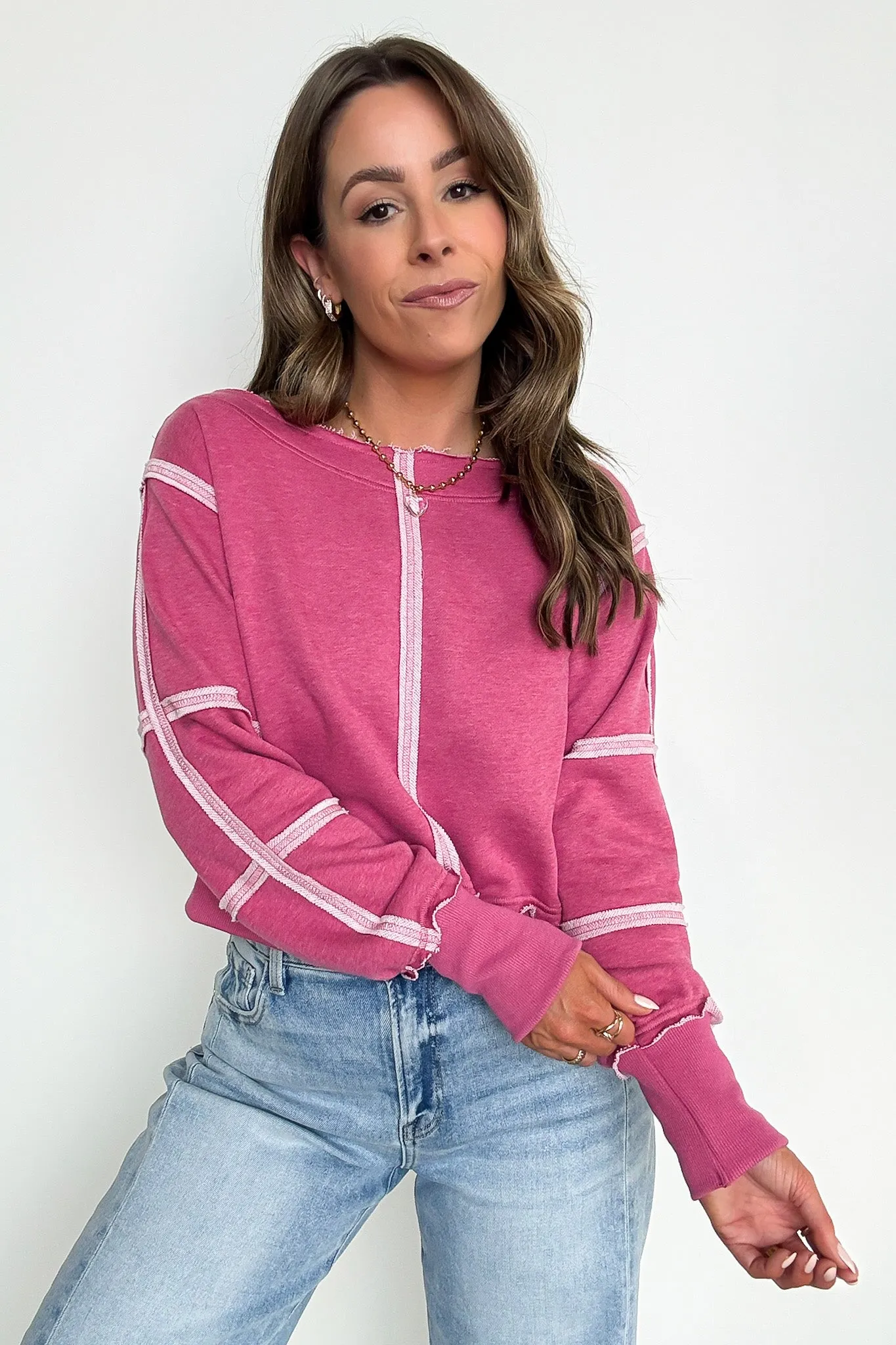 Movie Marathon Contrast Seam Pullover