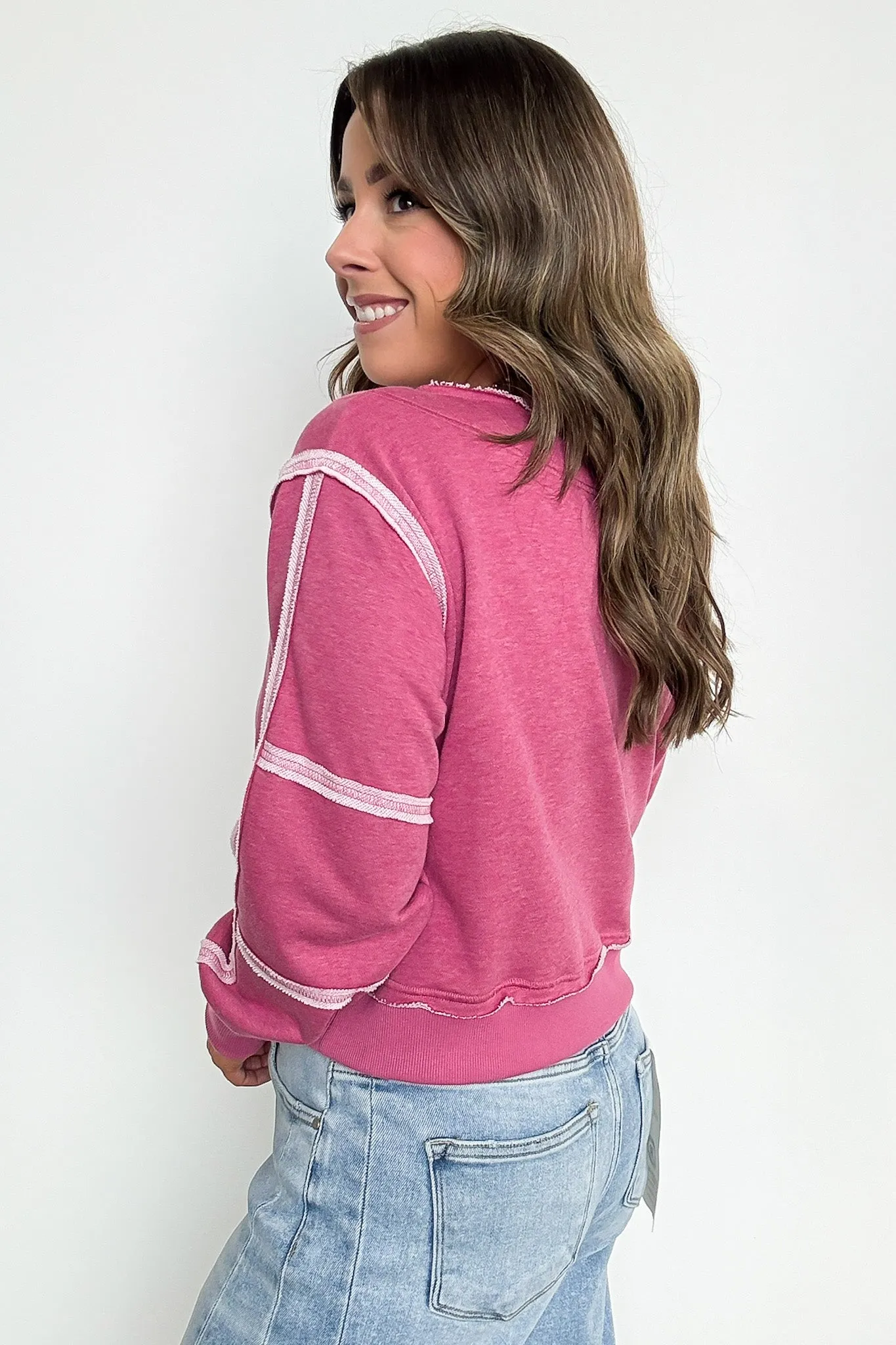 Movie Marathon Contrast Seam Pullover
