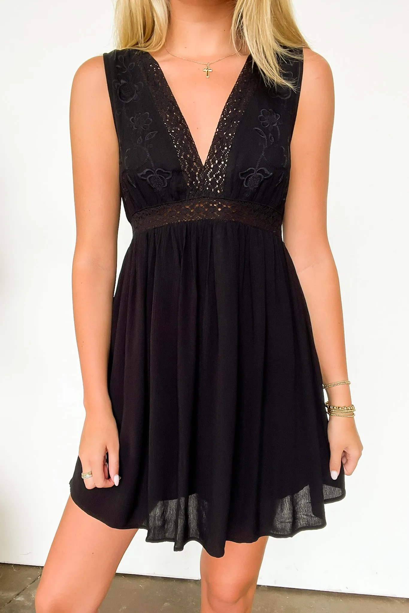 Muse Behavior Embroidered Lace Trim Dress - FINAL SALE