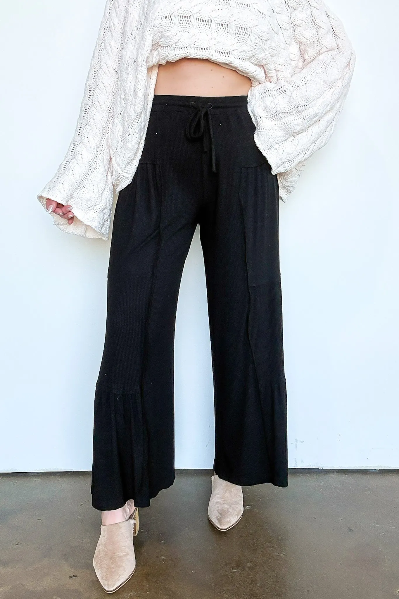 Naiara Ribbed Contrast Flowy Pants - FINAL SALE