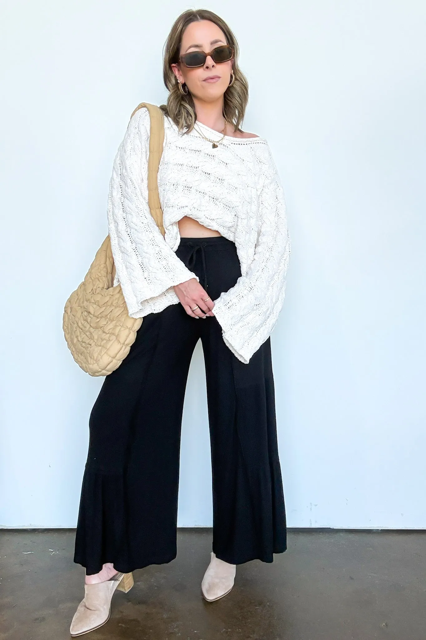 Naiara Ribbed Contrast Flowy Pants - FINAL SALE