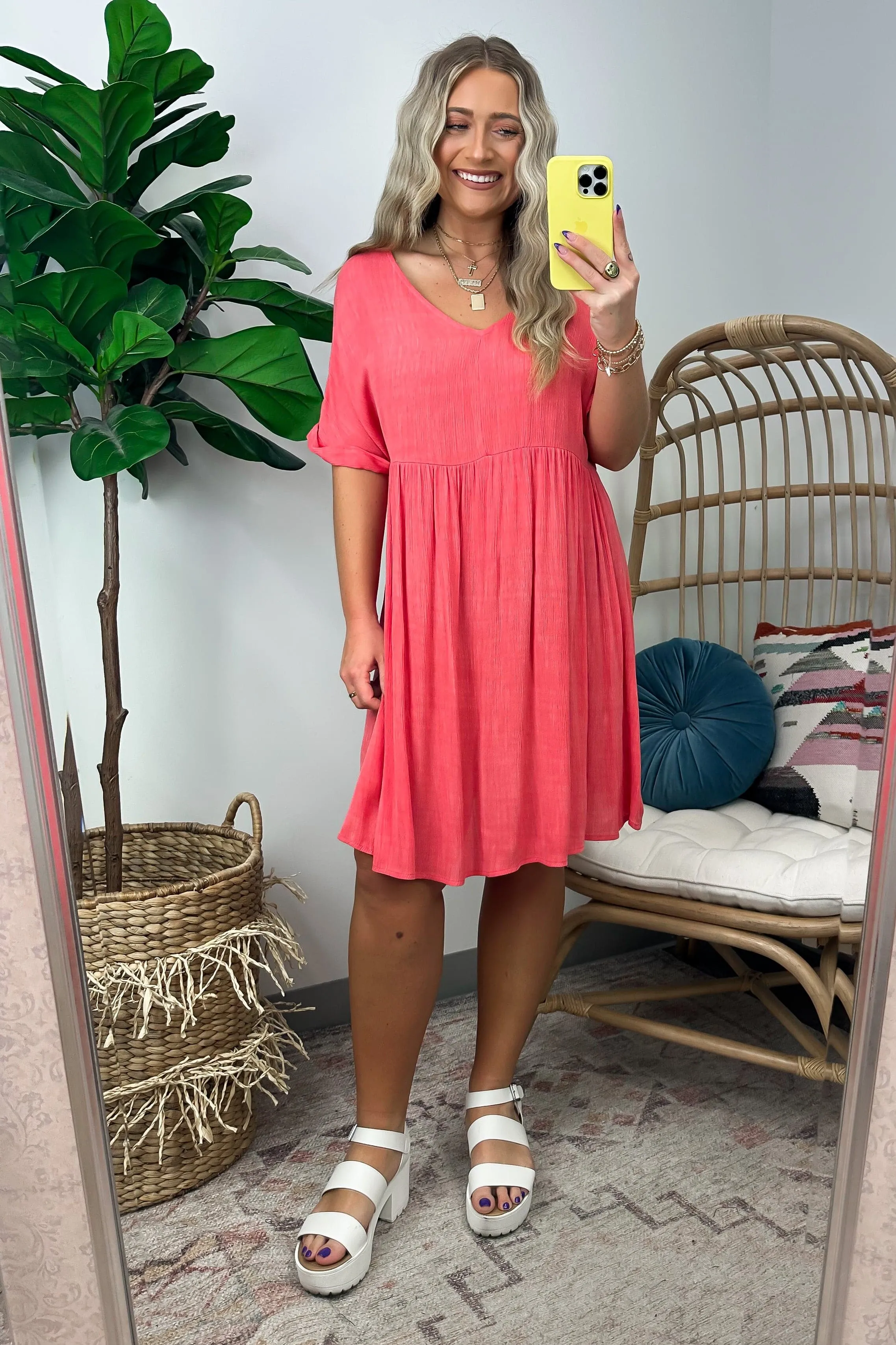 Nandita V-Neck Washed Gauze Flowy Babydoll Dress - FINAL SALE
