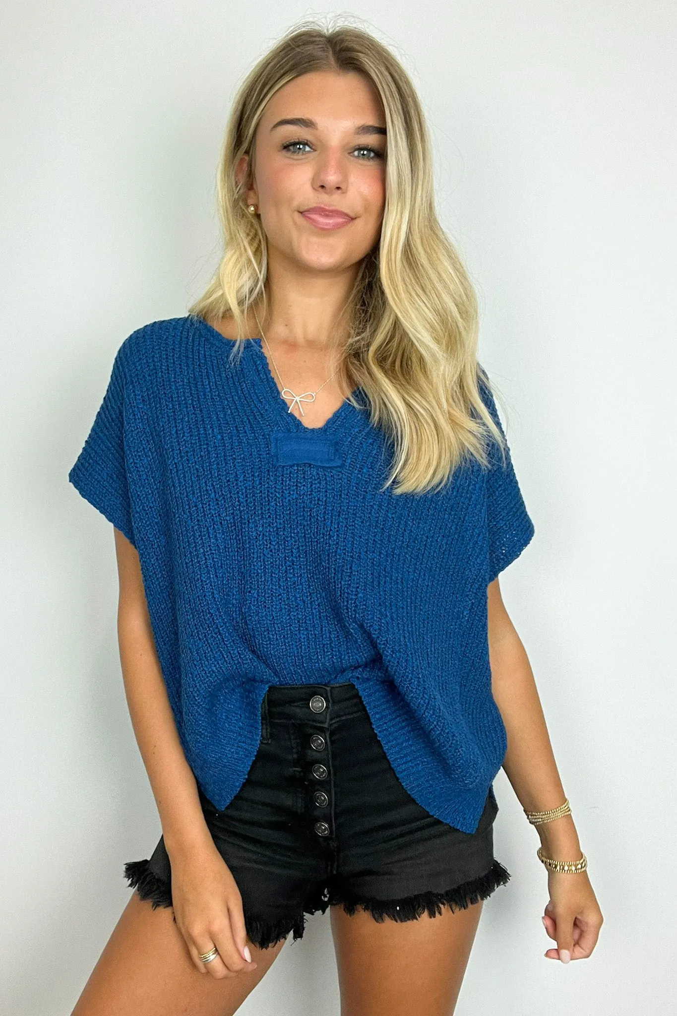 Necessary Charm V-Neck Side Slit Knit Top - BACK IN STOCK