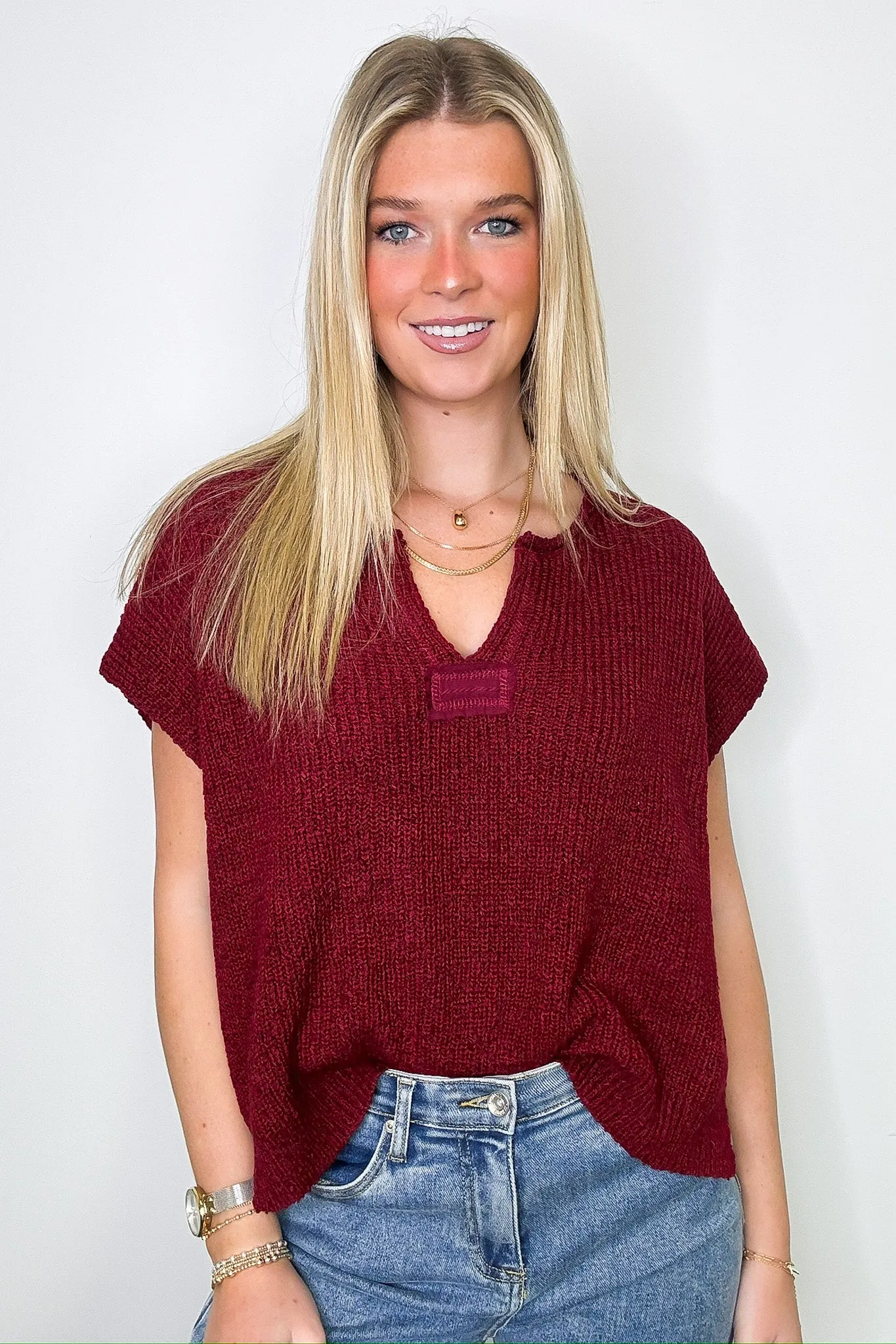 Necessary Charm V-Neck Side Slit Knit Top - BACK IN STOCK