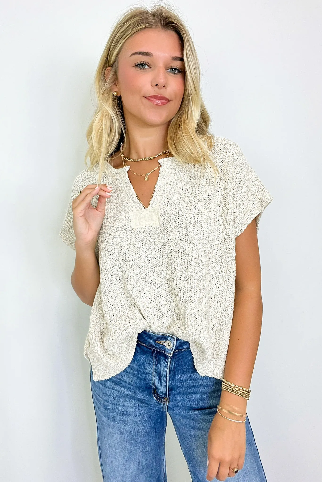 Necessary Charm V-Neck Side Slit Knit Top - BACK IN STOCK