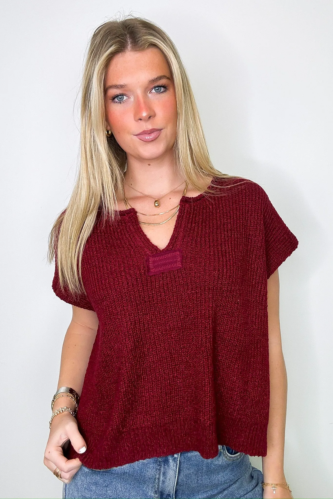 Necessary Charm V-Neck Side Slit Knit Top - BACK IN STOCK