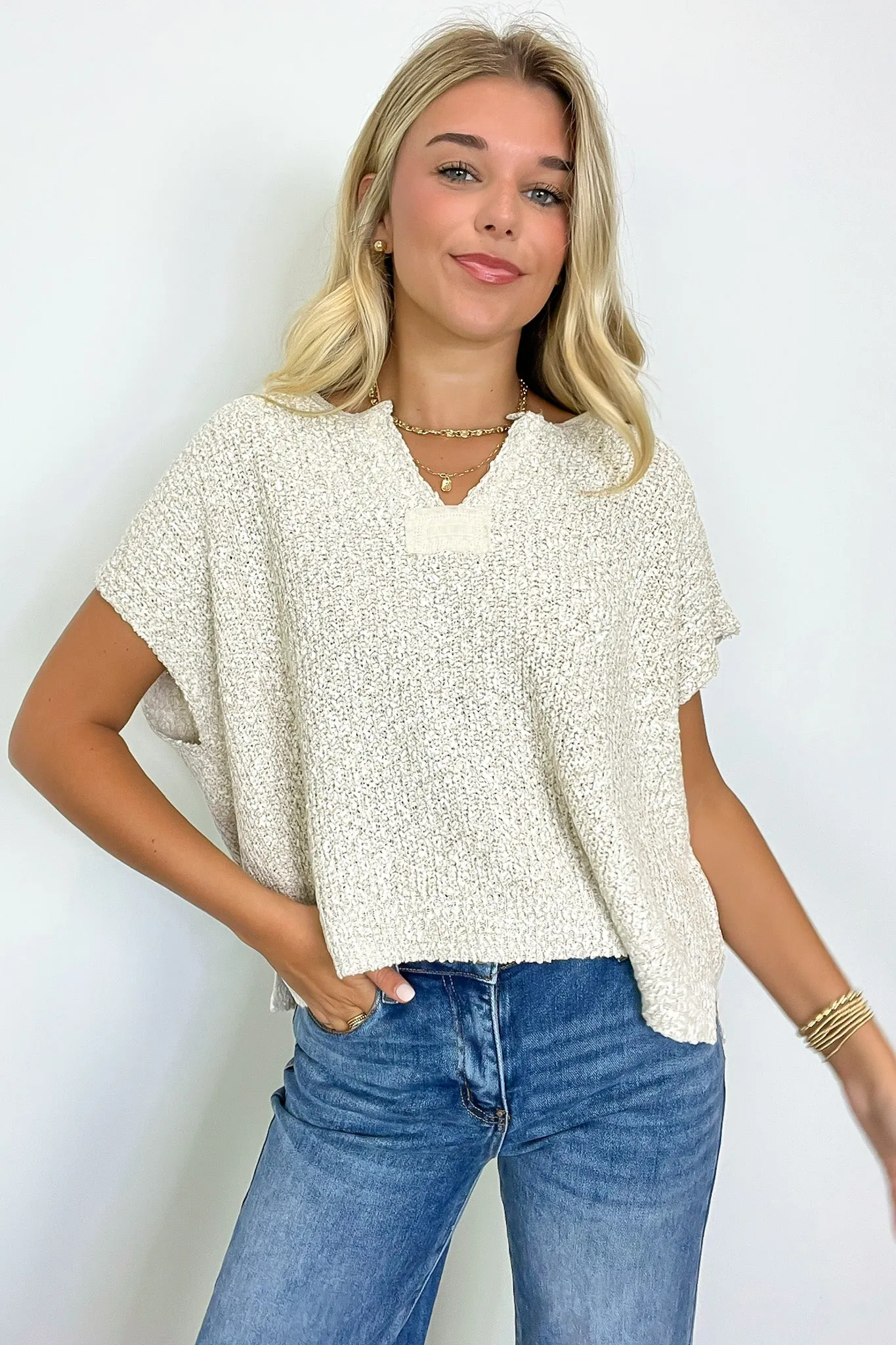 Necessary Charm V-Neck Side Slit Knit Top - BACK IN STOCK