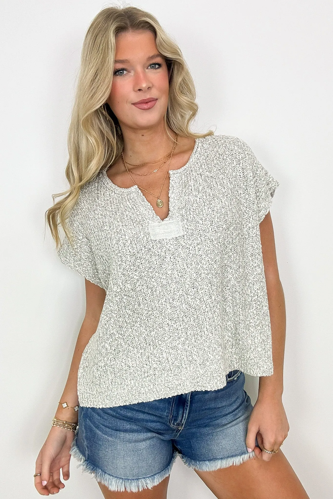 Necessary Charm V-Neck Side Slit Knit Top - BACK IN STOCK