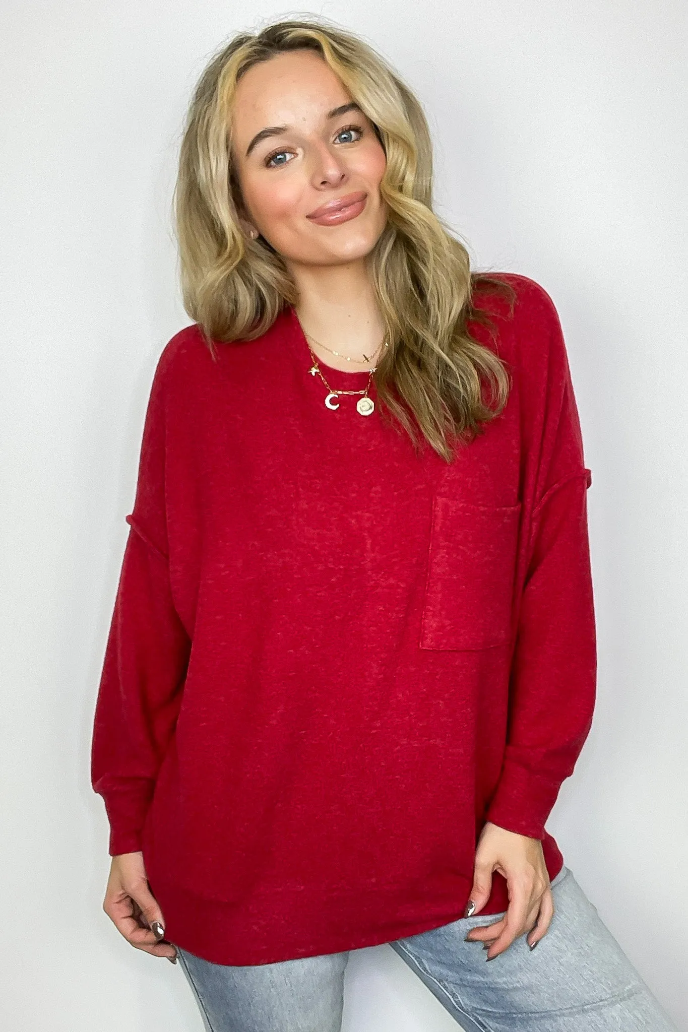 Noellie Brushed Melange Knit Pocket Pullover