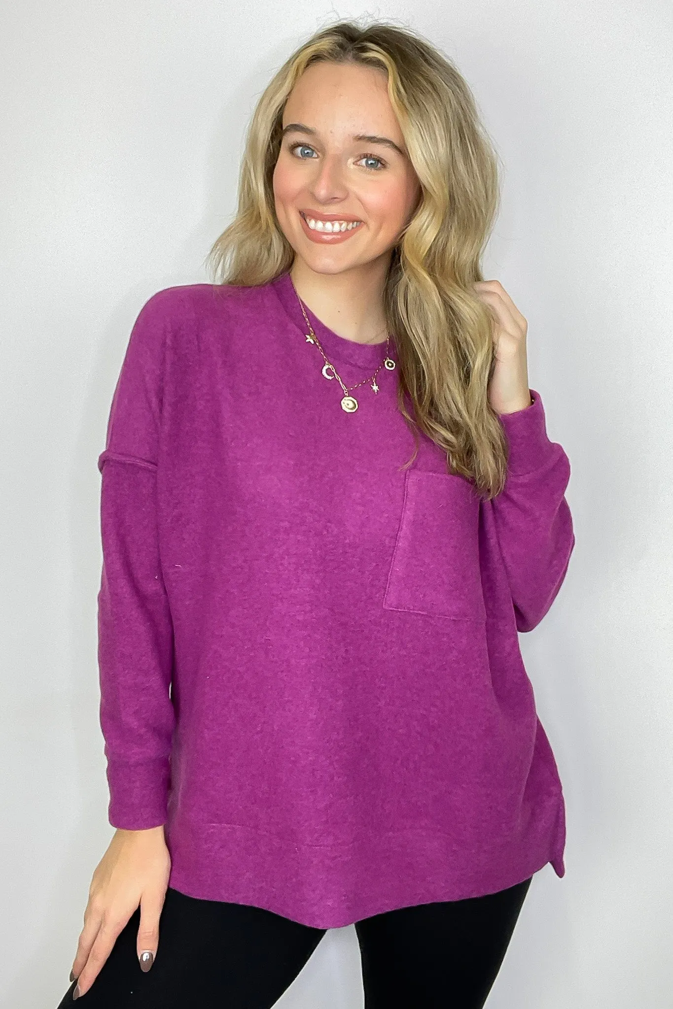 Noellie Brushed Melange Knit Pocket Pullover