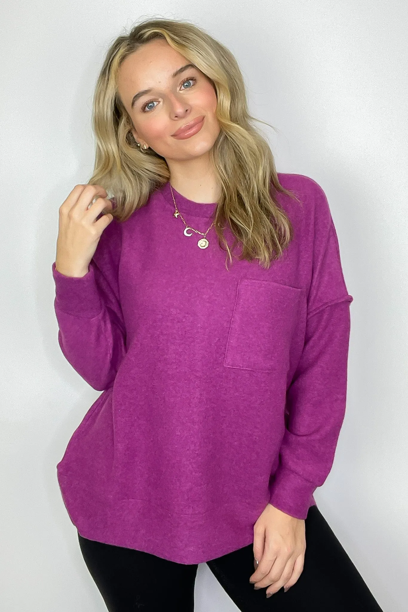 Noellie Brushed Melange Knit Pocket Pullover