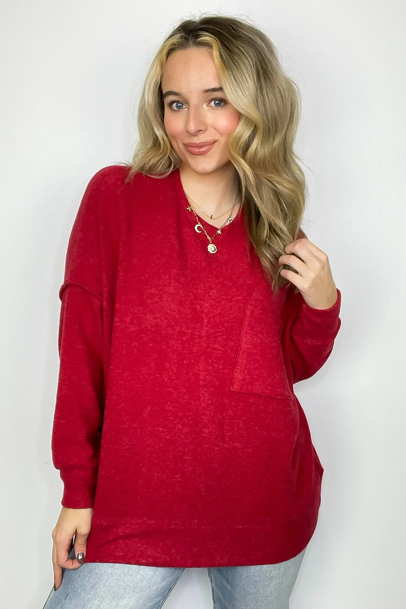 Noellie Brushed Melange Knit Pocket Pullover