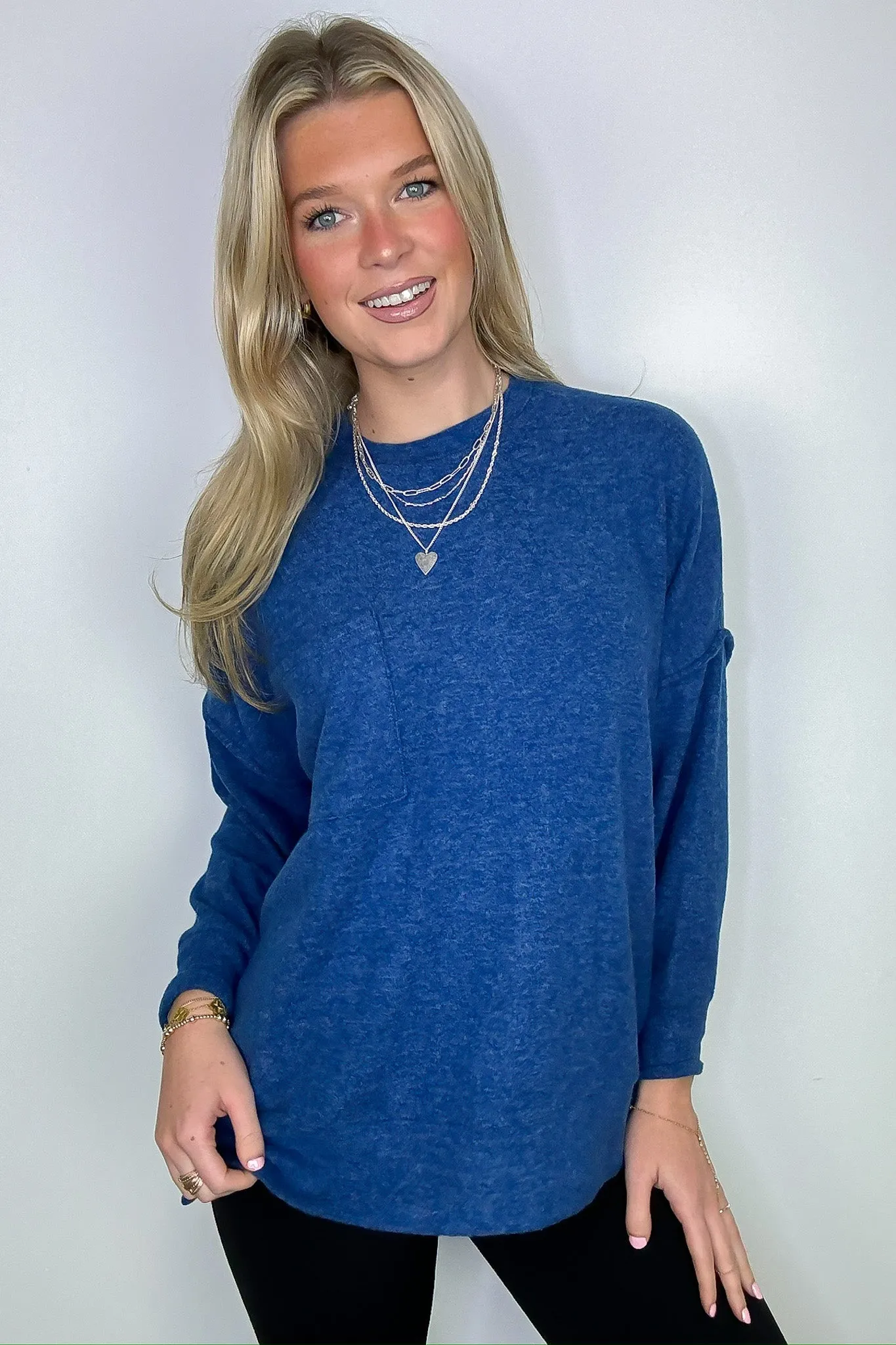 Noellie Brushed Melange Knit Pocket Pullover
