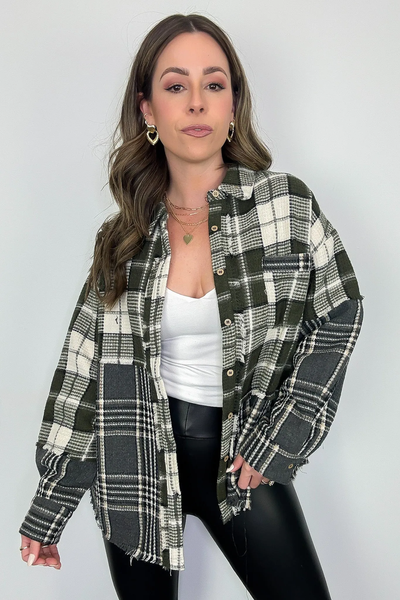 Notoriously Cool Mixed Plaid Oversized Shacket