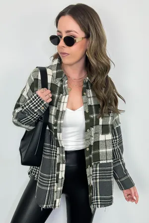 Notoriously Cool Mixed Plaid Oversized Shacket