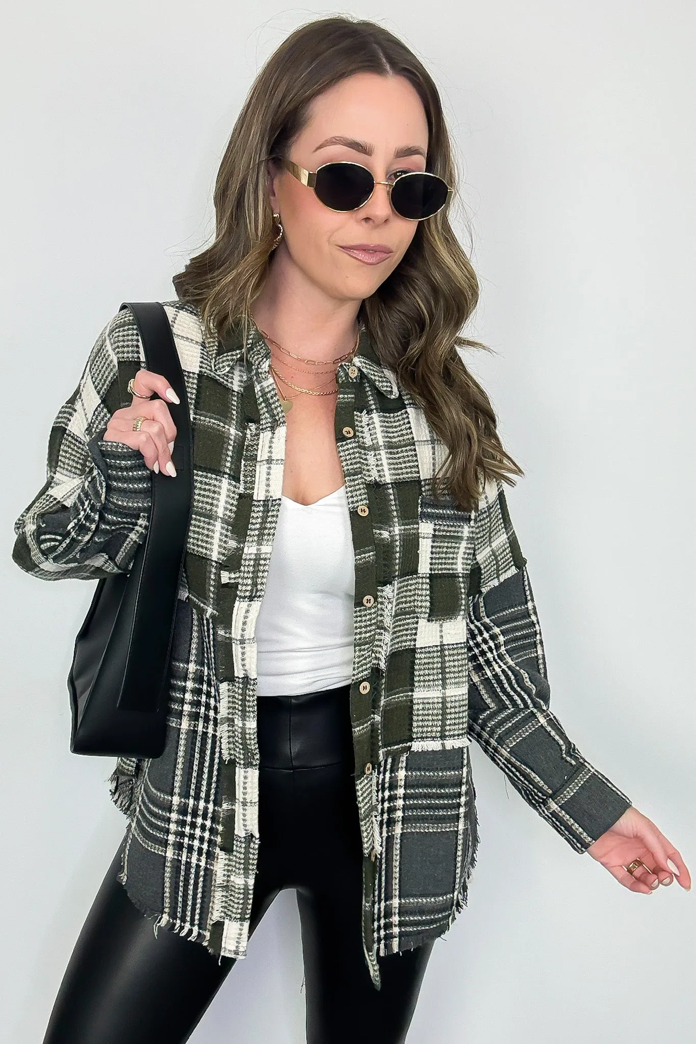Notoriously Cool Mixed Plaid Oversized Shacket