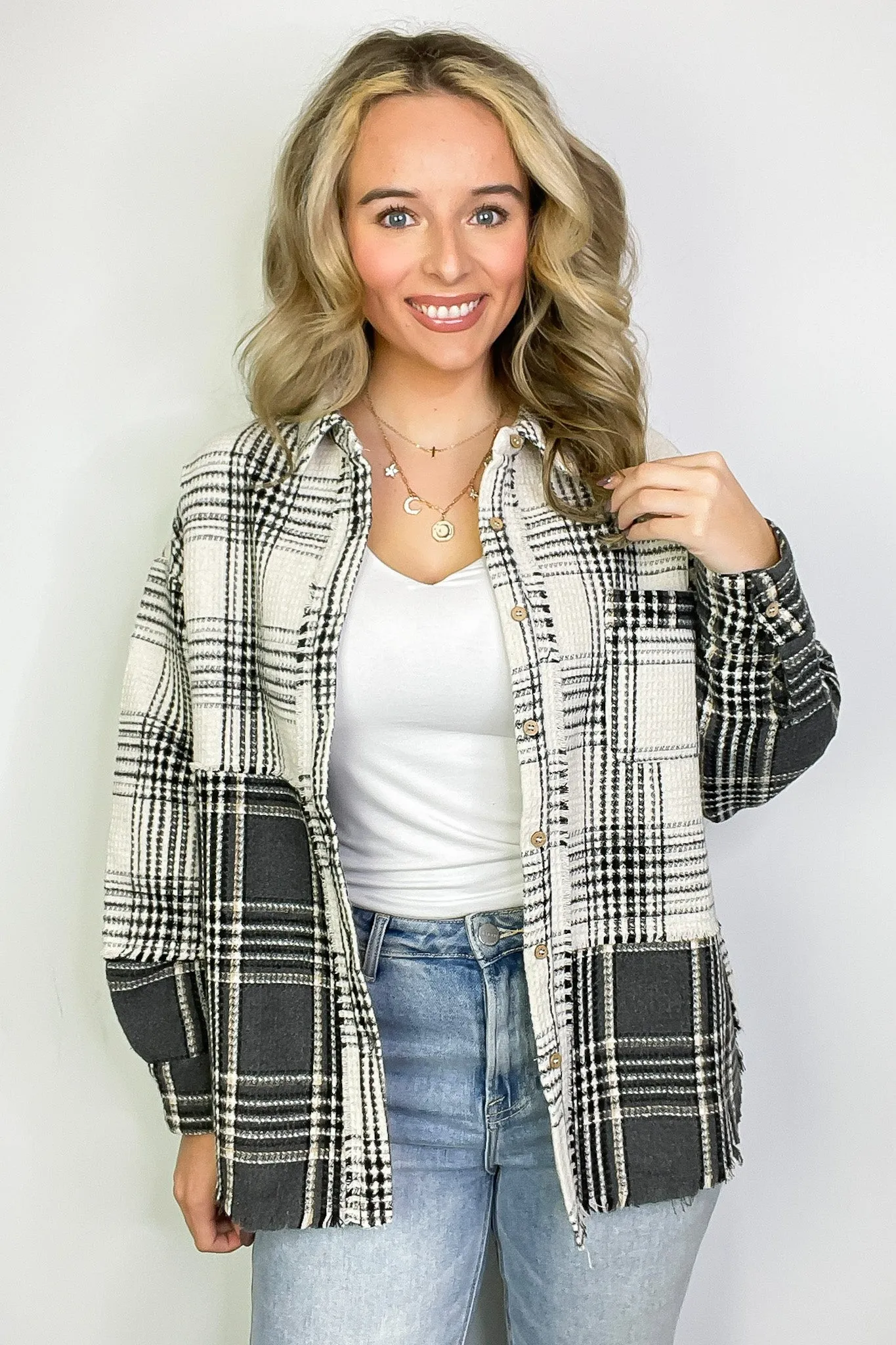 Notoriously Cool Mixed Plaid Oversized Shacket