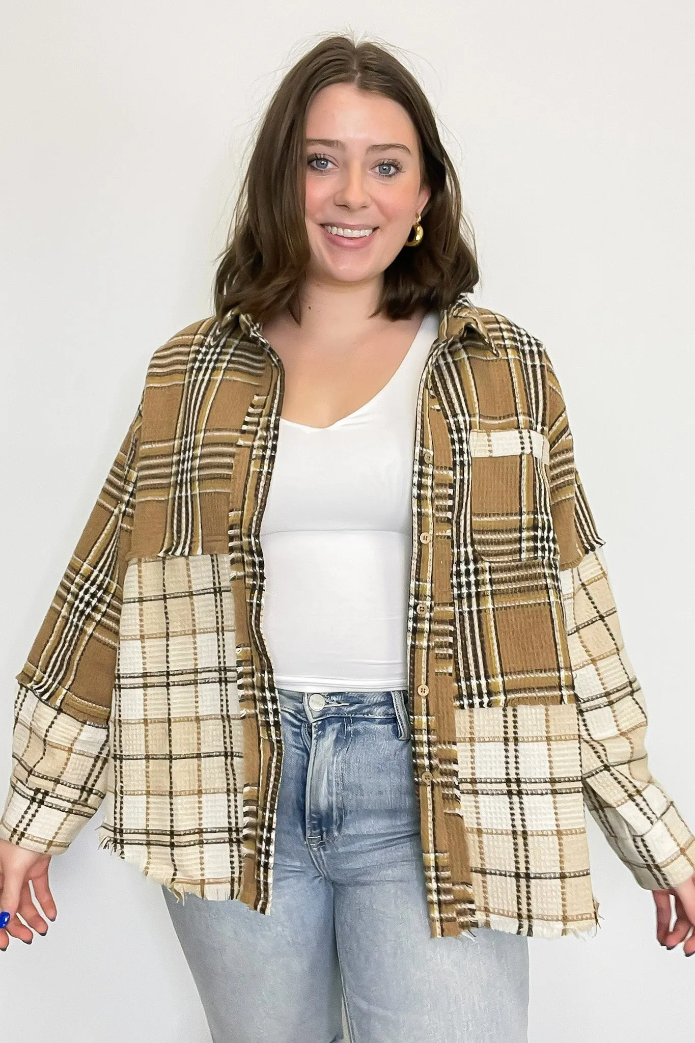 Notoriously Cool Mixed Plaid Oversized Shacket