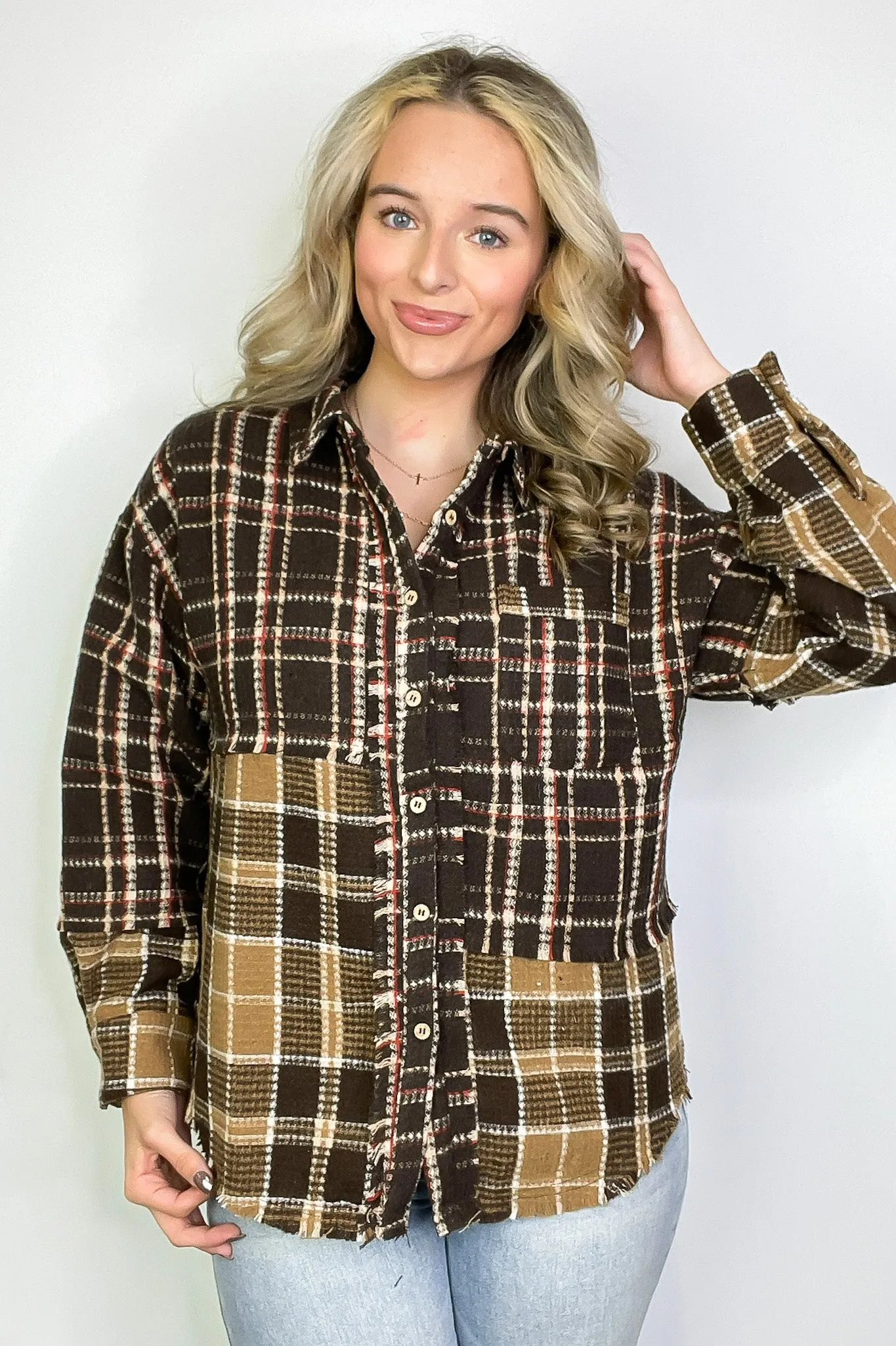 Notoriously Cool Mixed Plaid Oversized Shacket