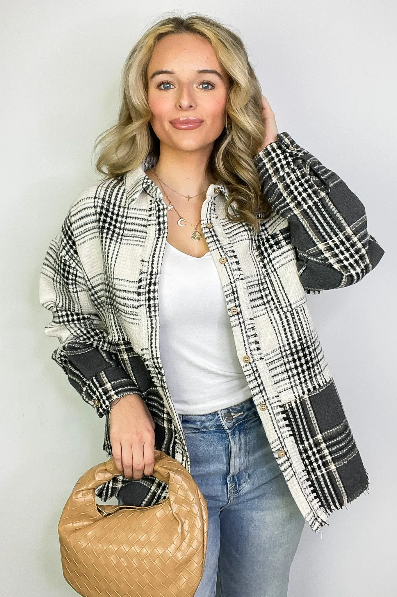 Notoriously Cool Mixed Plaid Oversized Shacket