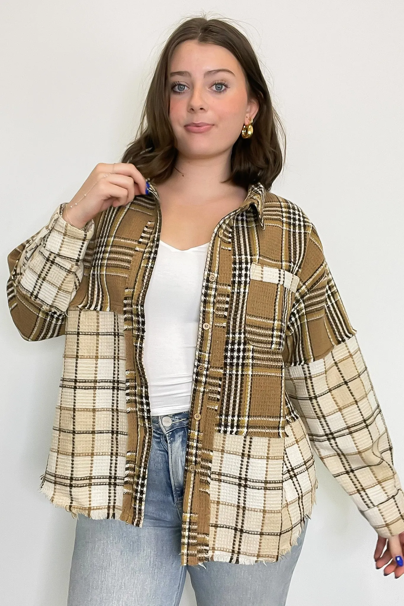Notoriously Cool Mixed Plaid Oversized Shacket