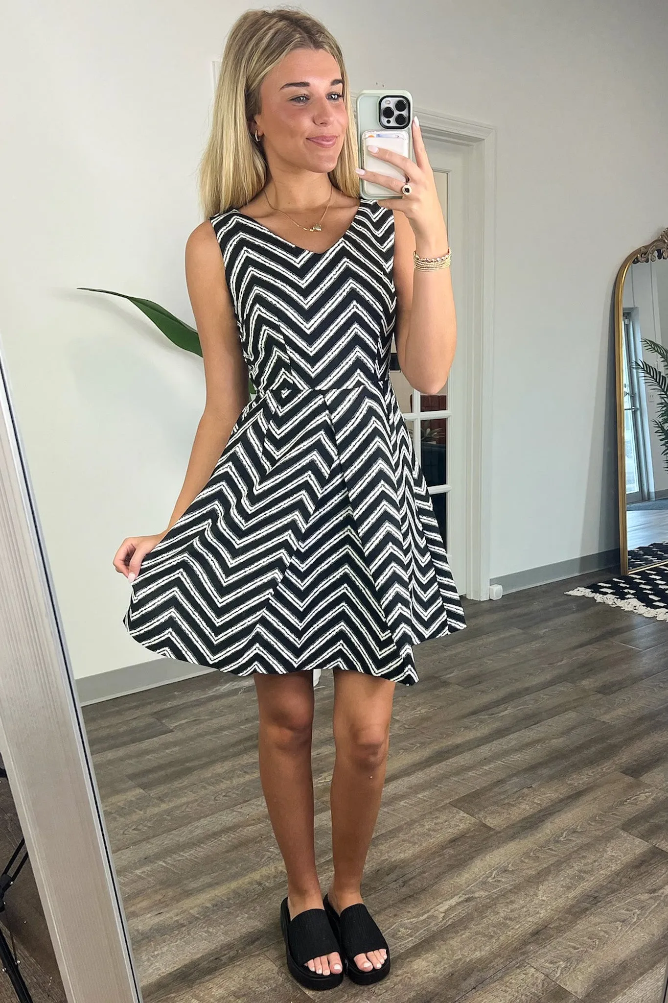 Nylie Chevron Fit and Flare Dress - FINAL SALE